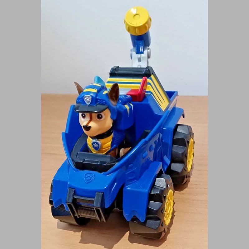 PAW Patrol Chase Dino Rescue Deluxe Rev Up Vehicle Blue Yellow VGC