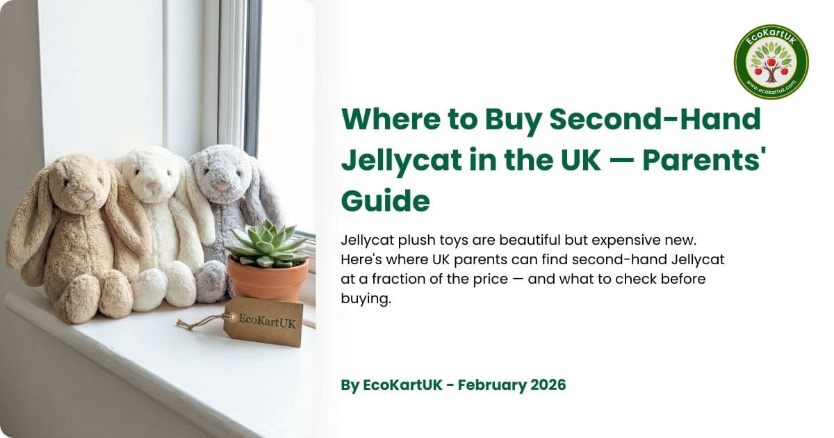  A row of clean, preloved Jellycat Bashful Bunnies on a shelf, representing affordable second hand soft toys available in the UK.