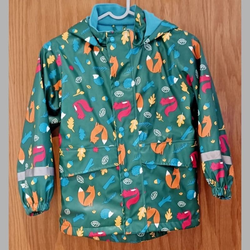 Frugi Kids Waterproof Jacket Green Animal Print Age 6-7 Years - VGC